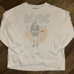 AC/DC White Graphic Women’s Oversized Sweater